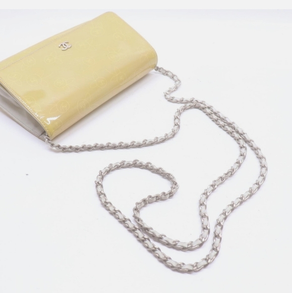 CHANEL Yellow Patent Leather Wallet on Chain - Picture 6 of 10